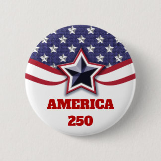 Stars Stripes Patriotic America 250 Design 6 Cm Round Badge