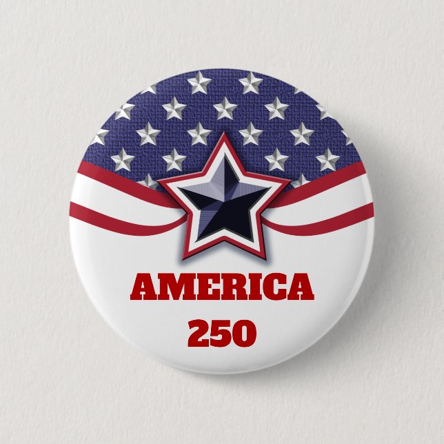Stars Stripes Patriotic America 250 Design 6 Cm Round Badge (Front)