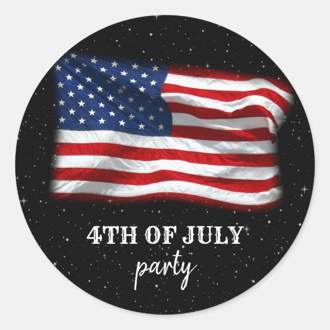 Stars Stripes Patriotic American Flag 4th of July Classic Round Sticker (Front)