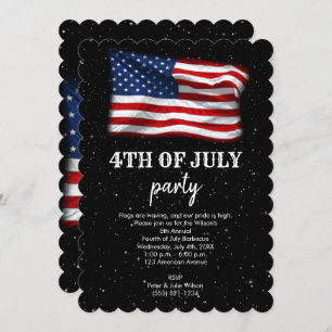 Stars Stripes Patriotic American Flag 4th of July Invitation