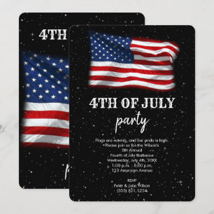 Stars Stripes Patriotic American Flag 4th of July Invitation
