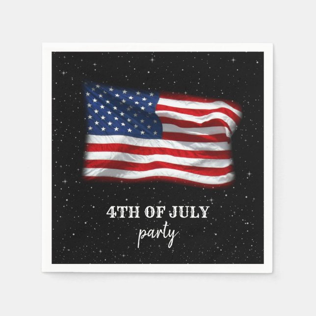 Stars Stripes Patriotic American Flag 4th of July  Napkin (Front)