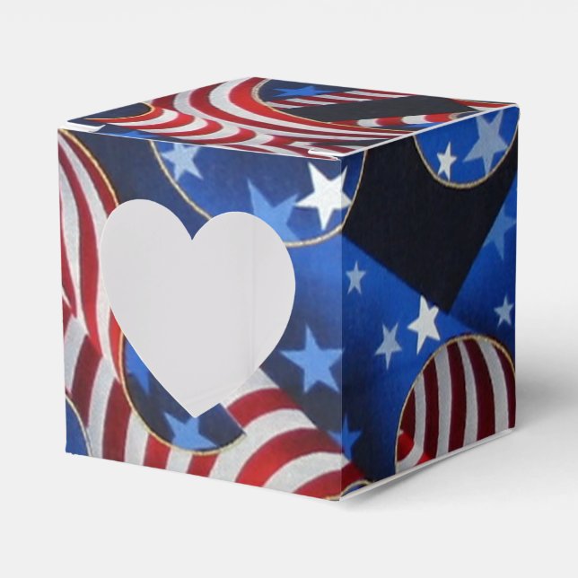 Stars & Stripes Patriotic Curls Heart Favour Box (Front Side)