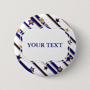 Stars & Stripes Pattern gold blue + your ideas 6 Cm Round Badge
