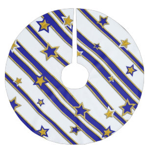 Stars & Stripes Pattern gold blue + your ideas Brushed Polyester Tree Skirt