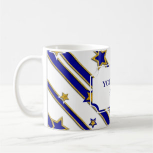 Stars & Stripes Pattern gold blue + your ideas Coffee Mug