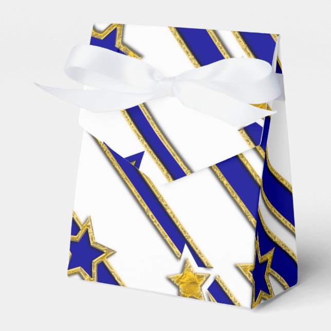 Stars & Stripes Pattern gold blue + your ideas Favour Box (Front Side)