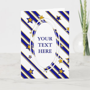 Stars & Stripes Pattern gold blue + your ideas Holiday Card