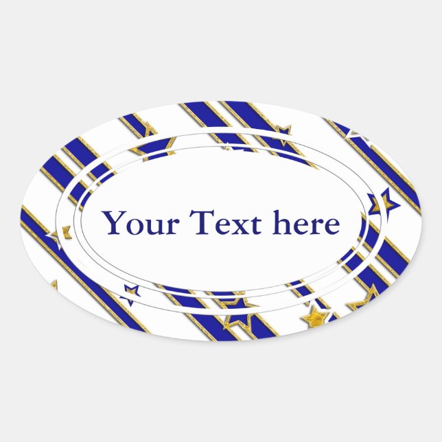 Stars & Stripes Pattern gold blue + your ideas Oval Sticker (Front)