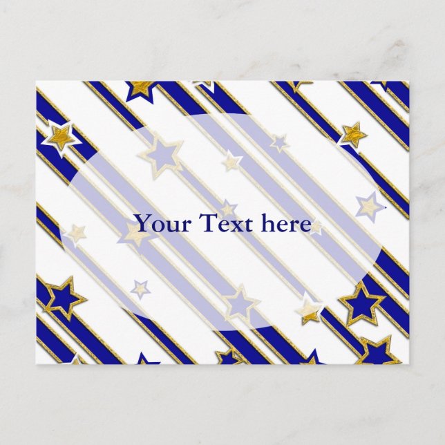 Stars & Stripes Pattern gold blue + your ideas Postcard (Front)