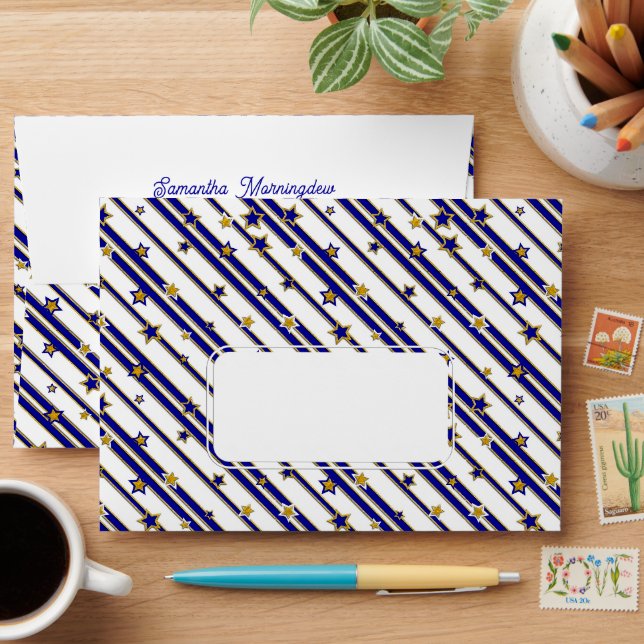Stars & Stripes PATTERN gold red or blue Envelope (Desk)
