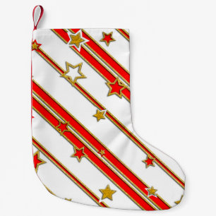 Stars & Stripes Pattern gold red + your ideas Small Christmas Stocking