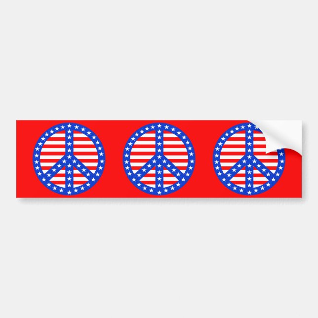 Stars & Stripes Peace Sign Bumper Sticker (Front)