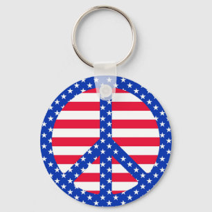 Stars & Stripes Peace Symbol Keychain