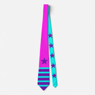 Stars & Stripes purple cyan + your backgr. & ideas Tie