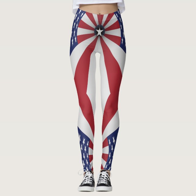 Stars Stripes Red White Blue USA Leggings (Front)