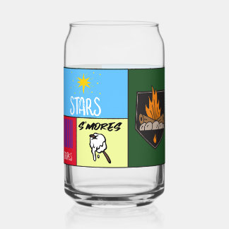stars stripes s'mores American camping Can Glass