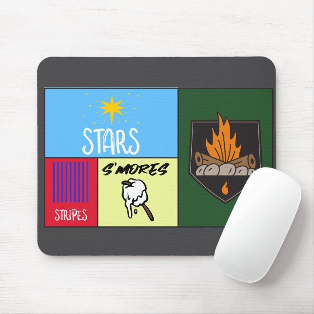 stars stripes s'mores American camping Mouse Mat (With Mouse)