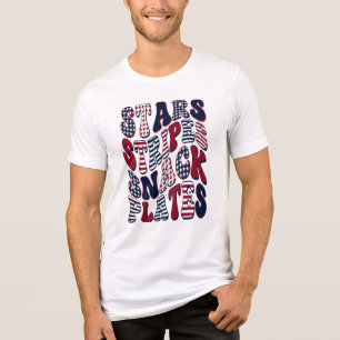 Stars Stripes Snack Plates Groovy Patriotic Design Tri-Blend Shirt