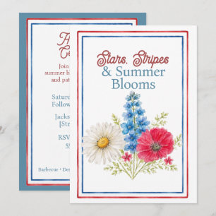 Stars, Stripes & Summer Blooms Fourth of July Invitation