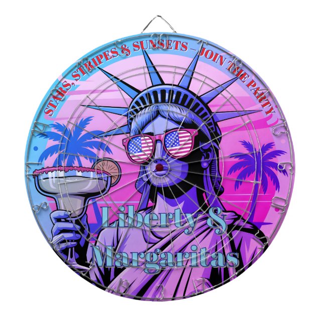 Stars, Stripes & Sunsets—Liberty & Margaritas Dartboard (Front)