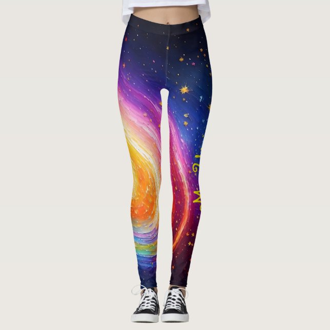 stars stylish galaxy trendy cool colourful fantasy leggings (Front)