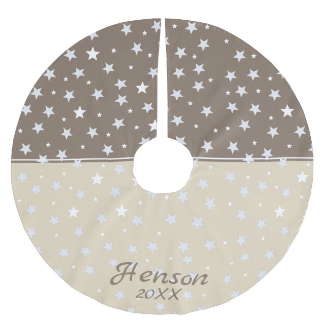 Stars Stylish Personalizable Christmas Holiday Brushed Polyester Tree Skirt (Front)
