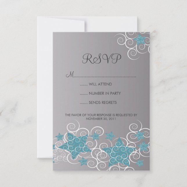 Stars & Swirls Holiday Celebration Party RSVP (Front)