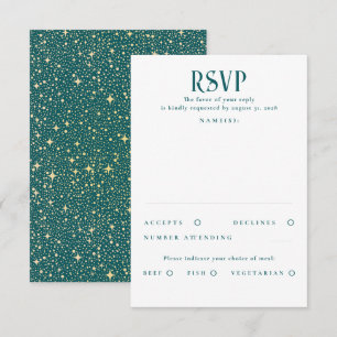 Stars Teal and Gold Wedding RSVP