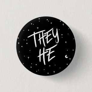 Stars They/He Pronouns 3 Cm Round Badge
