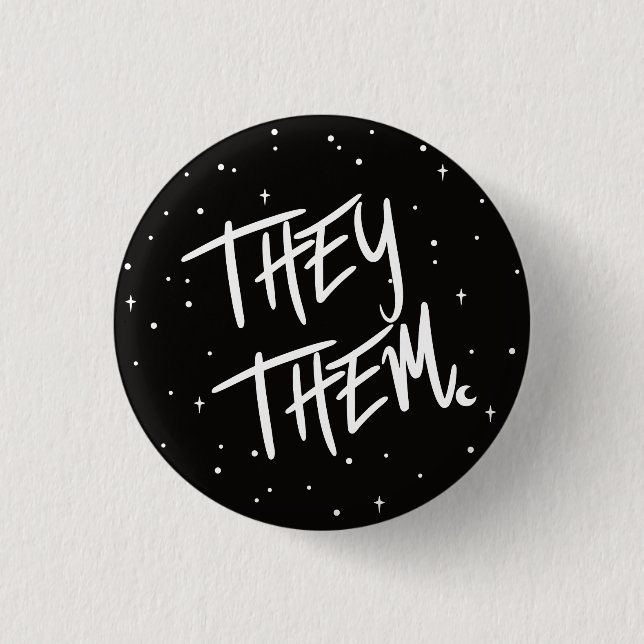 Stars They /Them Pronouns 3 Cm Round Badge (Front)