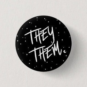 Stars They /Them Pronouns 3 Cm Round Badge