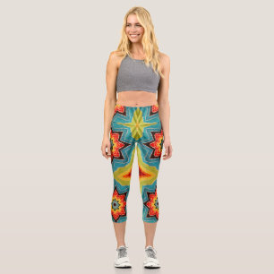 Stars Tie Dye Capri Leggings
