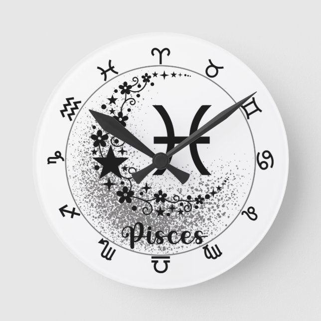 Stars Time! Find Your Magical Zodiac Clock! Round Clock (Front)