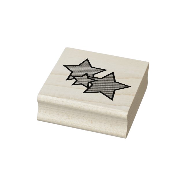 Stars Trio Black Outline Pattern Rubber Stamp (Stamp)