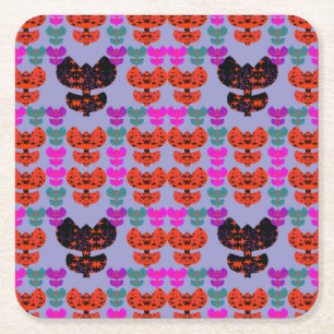 Stars Tulips Square Paper Coaster