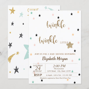 Stars, Twinkle Twinkle Little Star Baby Shower Invitation