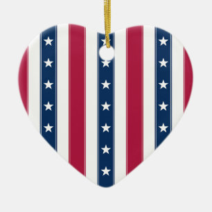 Stars & Vertical Stripes Classic Americana Ceramic Tree Decoration