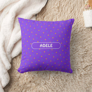 Stars Violet Yellow Minimal Pattern Cushion