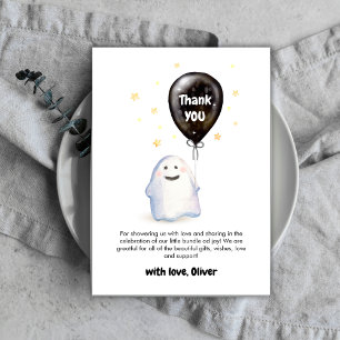 Stars Whimsical Little Boo Balloon Baby Shower Thank You Card