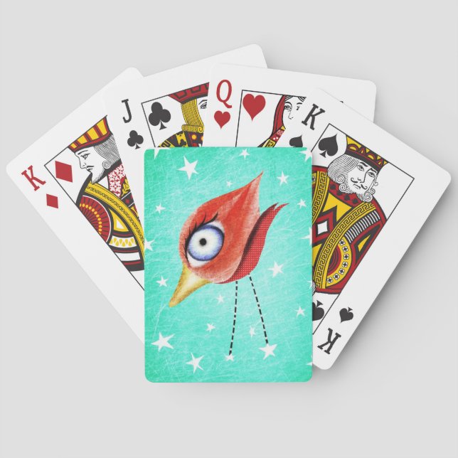 Stars Winter Bird Playing Cards (Back)