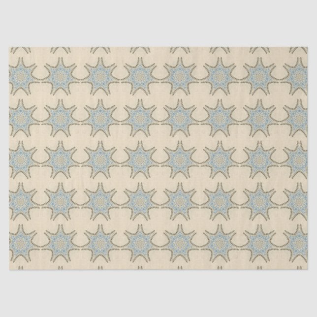 STARS WITH CREAM BLUE FLORAL TISSUE PAPER (Front)