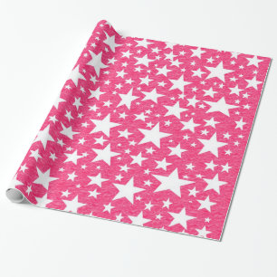 Stars with Hot Pink Background Wrapping Paper