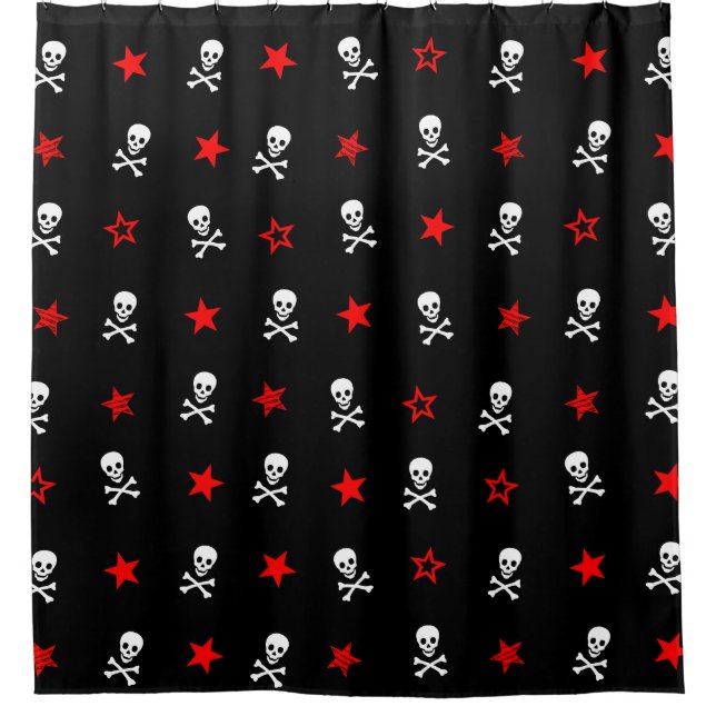 { Stars with Skulls & Crossbones } Shower Curtain (Front)
