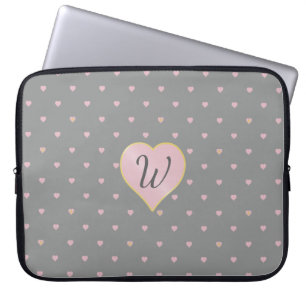 Stars Within Hearts on Gray Laptop Sleeve