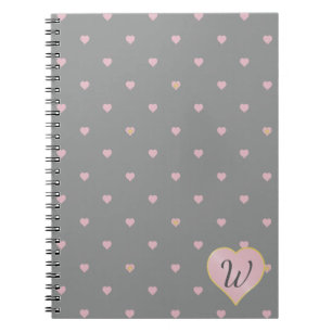 Stars Within Hearts on Gray Notebook