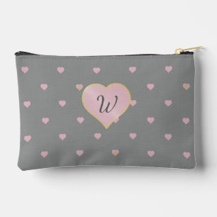 Stars Within Hearts on Grey Accessory Pouch