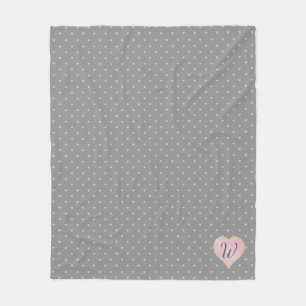 Stars Within Hearts on Grey Fleece Blanket