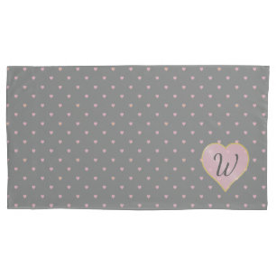 Stars Within Hearts on Grey Pillow Case