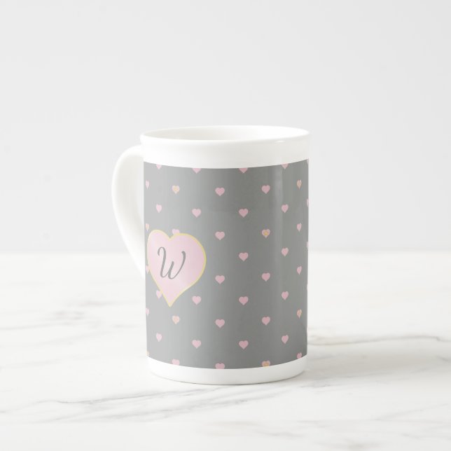 Stars Within Hearts on Grey Speciality Mug (Front Left)